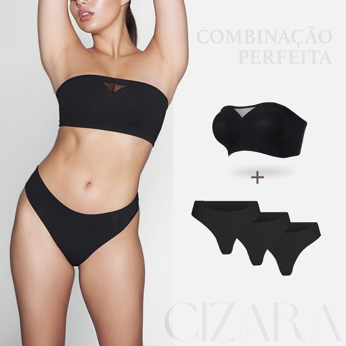 Kit Sutiã Flex + Calcinhas Low (sem costuras)